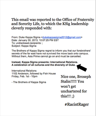 Illustration for article titled Duke Frat Bros in Trouble for Racist Asia Rager